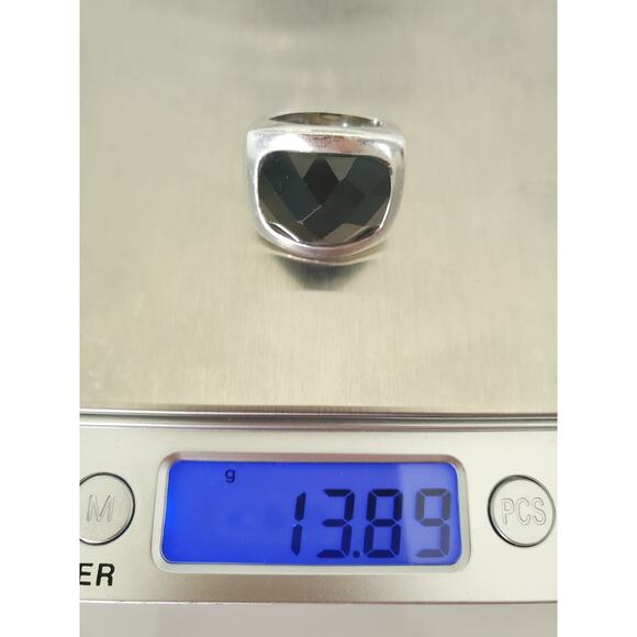 Vintage CFJ Designer Sterling Silver Onyx Ring - Picture 9 of 9